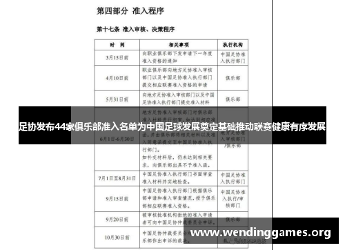 足协发布44家俱乐部准入名单为中国足球发展奠定基础推动联赛健康有序发展